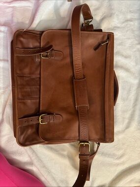 Coach Saddle Brown Leather Briefcase with Brass Hardware
